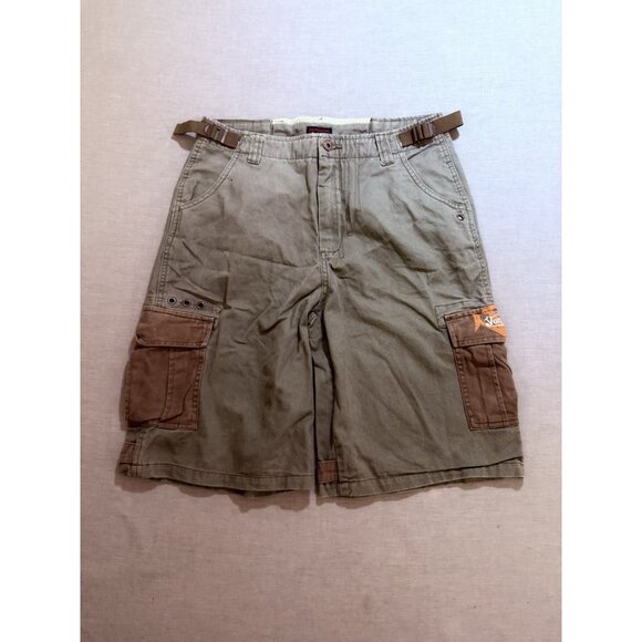 Von Dutch Cargo Shorts Boys 18 Brown‎ Logo Pockets Zip Youth Rare 28x10. - Picture 1 of 10